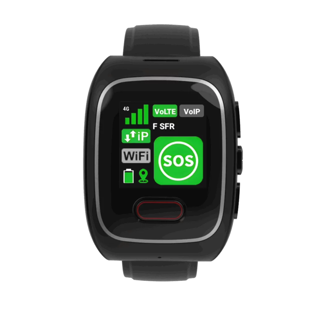 Emerit e-WG200: compact horloge met man down detectie, een noodknop, en sneltoets